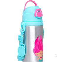 Garrafinha De Alumínio Com Canudo Silicone e Alça Buba Aventuras Pirata Sereia - NOVO