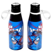 Garrafinha de Hidratação do Capitão América 530ml Abre Fácil 2 Unidades Garrafinha de Hidratação do Capitão América 530ml Abre Fácil 2 Unidades