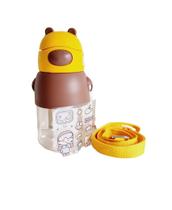 Garrafinha de Lancheira Com Adesivo Para Colar Agua Suco Infantil com Alça Removível Bico Silicone