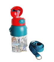 Garrafinha de Lancheira Com Adesivo Para Colar Agua Suco Infantil com Alça Removível Bico Silicone - XDX