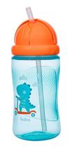 Garrafinha Dino Patinete c/ Canudo Retrátil 340ml Azul -Buba