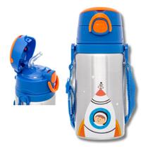 Garrafinha em Alumínio Buba Animal Fun Silicone Infantil 450ml para Escola Passeios com Alça
