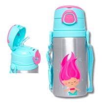 Garrafinha em Alumínio Buba Animal Fun Silicone Infantil 450ml para Escola Passeios com Alça