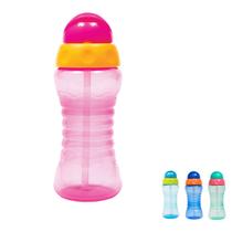 Garrafinha Fresh Buba com Canudo em Silicone 300 ml Tampa Retrátil Azul Rosa