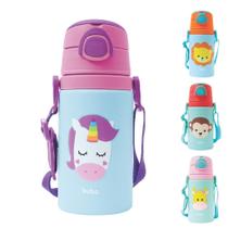 Garrafinha infantil buba alumínio 450ml com canudo silicone antivazamento parede dupla Garrafinha infantil buba alumínio 450ml com canudo silicone antivazamento parede dupla