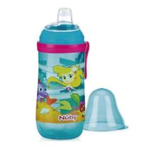 Garrafinha Infantil Decorada Bico De Silicone Azul Rosa 360ml Nuby - Cajovil