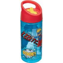 Garrafinha infantil super heróis canudo rígido 380ml-buba - azul Garrafinha infantil super heróis canudo rígido 380ml-buba - azul