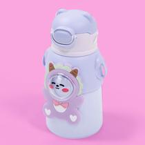 Garrafinha Infantil Térmica com Canudo e Alça Lilás Prática