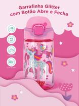 garrafinha nuby glitter infantil com botão abre e fecha 415ml flip-it bolt