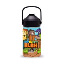 Garrafinha Térmica Infantil 354ml Inox Preta InfinityBlox Suns Com Tampa e Canudo Gluck Garrafinha Térmica Infantil 354ml Inox Preta InfinityBlox Suns Com Tampa e Canudo Gluck