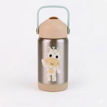 Garrafinha Térmica Infantil Parede Dupla Inox Canudo Silicone Buba Zoo Bege Girafa Garrafinha Térmica Infantil Parede Dupla Inox Canudo Silicone Buba Zoo Bege Girafa