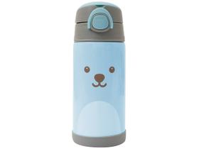 Garrafinha Térmica Parede Dupla Canudo em Silicone Gumy Azul Buba