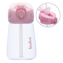 Garrafinha Tritan Rosa Infantil Com Canudo Silicone E Trava De Proteção 360ml Antivazamento Bpa Free Buba