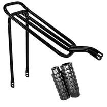 Garupa Bagageiro Para Bike Articulado Preto Com Par de Trolinha Apoio de Pé Pedaleira Aro 20 24 26