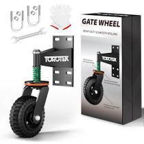 Gate Wheel TOROTEK para portão de madeira, tubo de metal de 6 polegadas preto