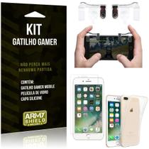Gatilho Gamer Compatível Apple iPhone 7 Plus Gatilho + Capa Silicone + Película Vidro - Armyshield