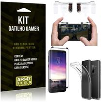Gatilho Gamer Samsung Galaxy S9 Plus Gatilho + Capa Silicone + Película Vidro - Armyshield