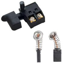 Gatilho Interruptor Liga e Desliga + Escovas de Carvão Para Serra Mármore Makita 4100NH