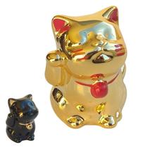 Gatinho Da Sorte Porcelana Colorido Decoração Enfeite Casa Gato da Sorte Decorativa - Boa Fortuna e Elegância Maneki Neko