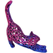 Gato 3D Vazado Enfeite Objeto Decorativo Decoração Bicolor Lilás e Azul Gato 3D Vazado Enfeite Objeto Decorativo Decoração Bicolor Lilás e Azul