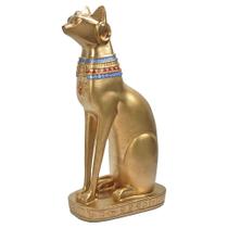 Gato Bastet Deus Egito Estátua Enfeite Grande Dourado 30x16