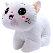 Gato Branco Olhos Abertos 26cm - Pelúcia - Fofy Toys