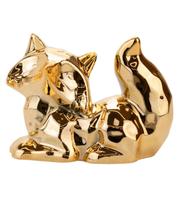 Gato Cerâmica Dourado Deitado 8x10cm EFP1016(DOURADO) - GOLDEN RIO