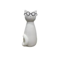 Gato com oculos branco 14x6x5cm