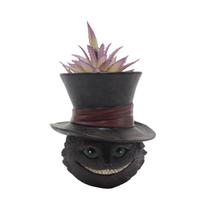 Gato criativo de resina Flowerpot com design de chapéu 14,5 x 14,5 x 15 cm Gato criativo de resina Flowerpot com design de chapéu 14,5 x 14,5 x 15 cm