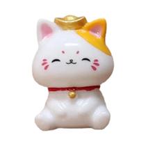 Gato Da Sorte Em Resina: Enfeite Fofo De Gato Que Balança a Cabeça Para Painel E Console De Carro -