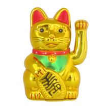 Gato Da Sorte Japonês Maneki Neko Dourado Decorativo Enfeite
