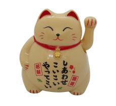 Gato da Sorte Maneki Neko Decorativo Movimenta a Mão 10cm