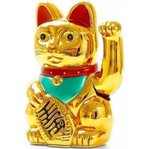 Gato Da Sorte Maneki Neko Dourado Japones China