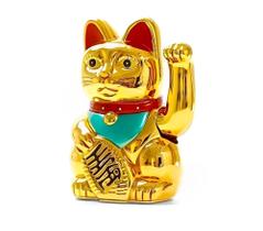 Gato Da Sorte Maneki Neko Grande Dourado 13cm - FULLHOUSE