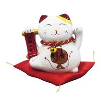 Gato da Sorte Porcelana Decorativa Maneki Neko Boa Fortuna 803 - Luhi Comércio de Presentes