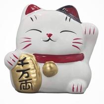 Gato da Sorte Porcelana Decorativa Maneki Neko Boa Fortuna 901