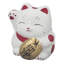 Gato da Sorte Porcelana Decorativa Maneki Neko Boa Fortuna 901