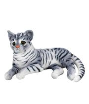 Gato de Pelúcia Deitado Cinza Realista 30 cm - Fofy Toys
