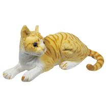 Gato De Pelúcia Deitado Realista 38Cms - Amarelo