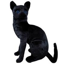 Gato de Pelúcia Preto Gatinho Negro Realista Sentado Lindo