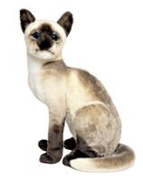 Gato de pelúcia realista sentado siames 35cm