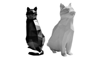 Gato Decorativo Abstrato 3D Cor:Cinza