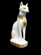 gato egípcio bastet branco 19 cm