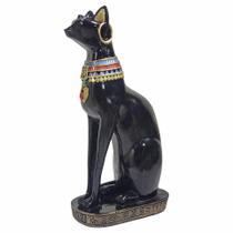 Gato Egípcio Bastet Deus Egito Estátua Grande Enfeite Preto - M3 Decoração