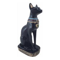 Gato Egípcio Bastet Deusa Da Fertilidade Preto Resina 19 Cm