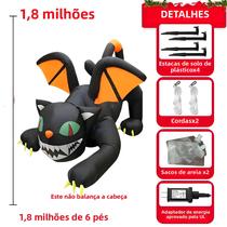 Gato Inflável De Halloween De 1,8M Com Cabeça Balançante E Luzes LED Para Decoração De Festa Ao Ar Gato Inflável De Halloween De 1,8M Com Cabeça Balançante E Luzes LED Para Decoração De Festa Ao Ar