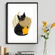 Gato Jarro de Flores - 60x48cm