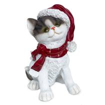 Gato Natalino Sentado com Gorro e Cachecol Decorativo 21cm Gato Natalino Sentado com Gorro e Cachecol Decorativo 21cm
