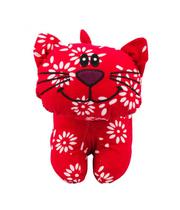 Gato Pano Vermelho Flores 15cm - Pelúcia