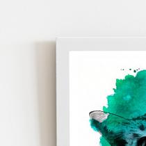 Gato Pet Animais Arte Aquarela Quadro Moldura Branca 60X40Cm